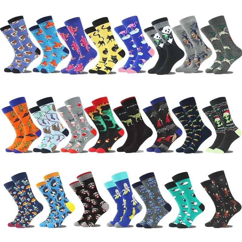 Fashion Animal Food Series Trend Midtube Men's Socks