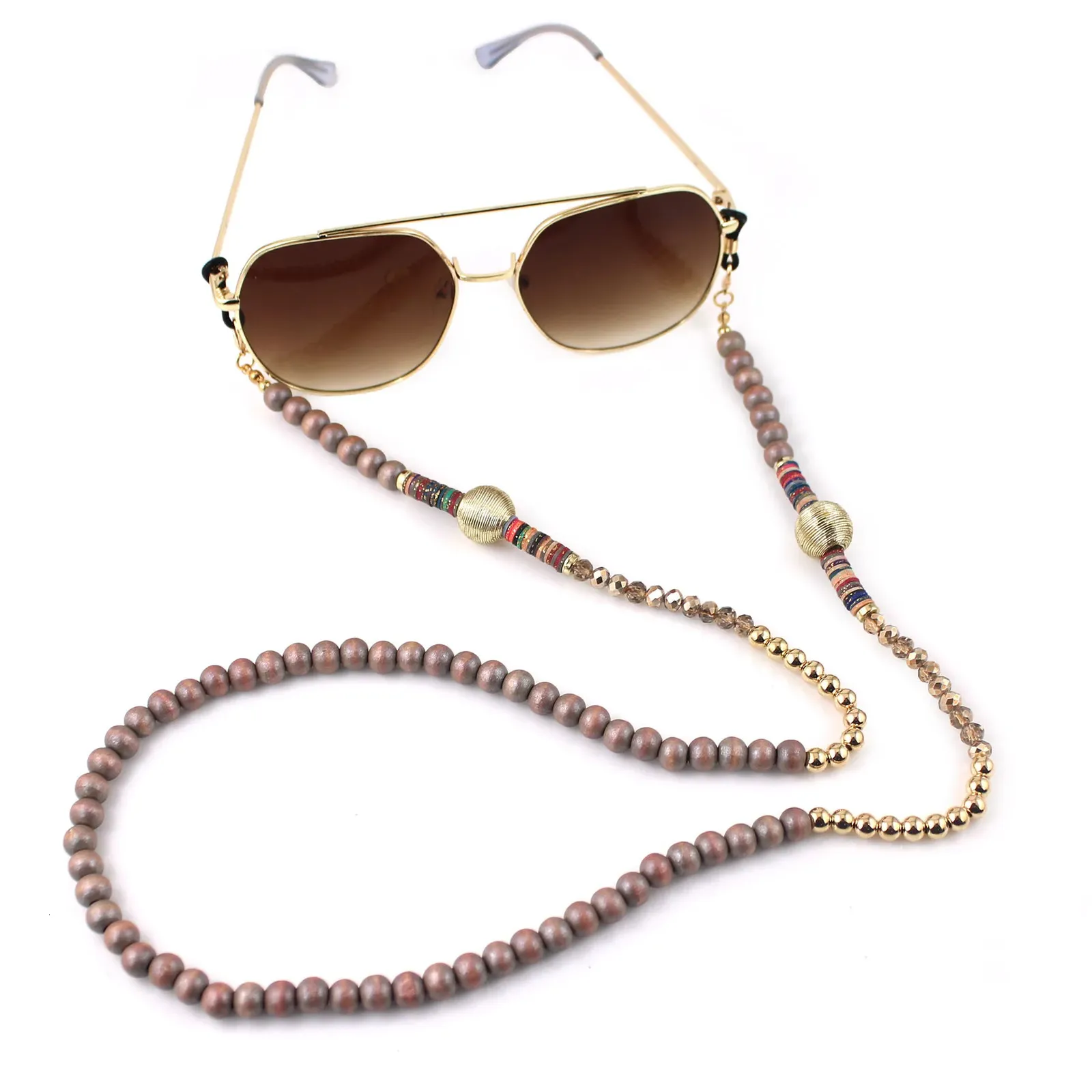 Boho Wood Beads Eyeglass Chains With Golden Ball Metal Sunglasses Reading Glasses Chain Eyewears Cord Holder Neck Strap Rope 240411 From Ping05 13.4 DHgate.Com