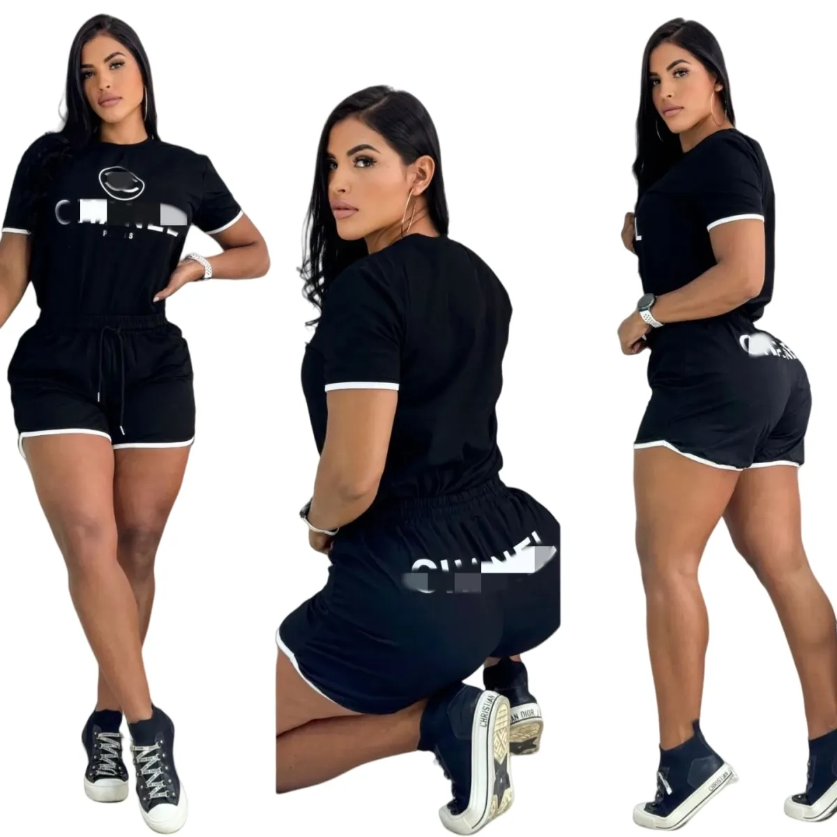 Pantalons de survêtement sportifs Pantalons en deux pièces T-shirts décontractés et shorts Navire gratuit