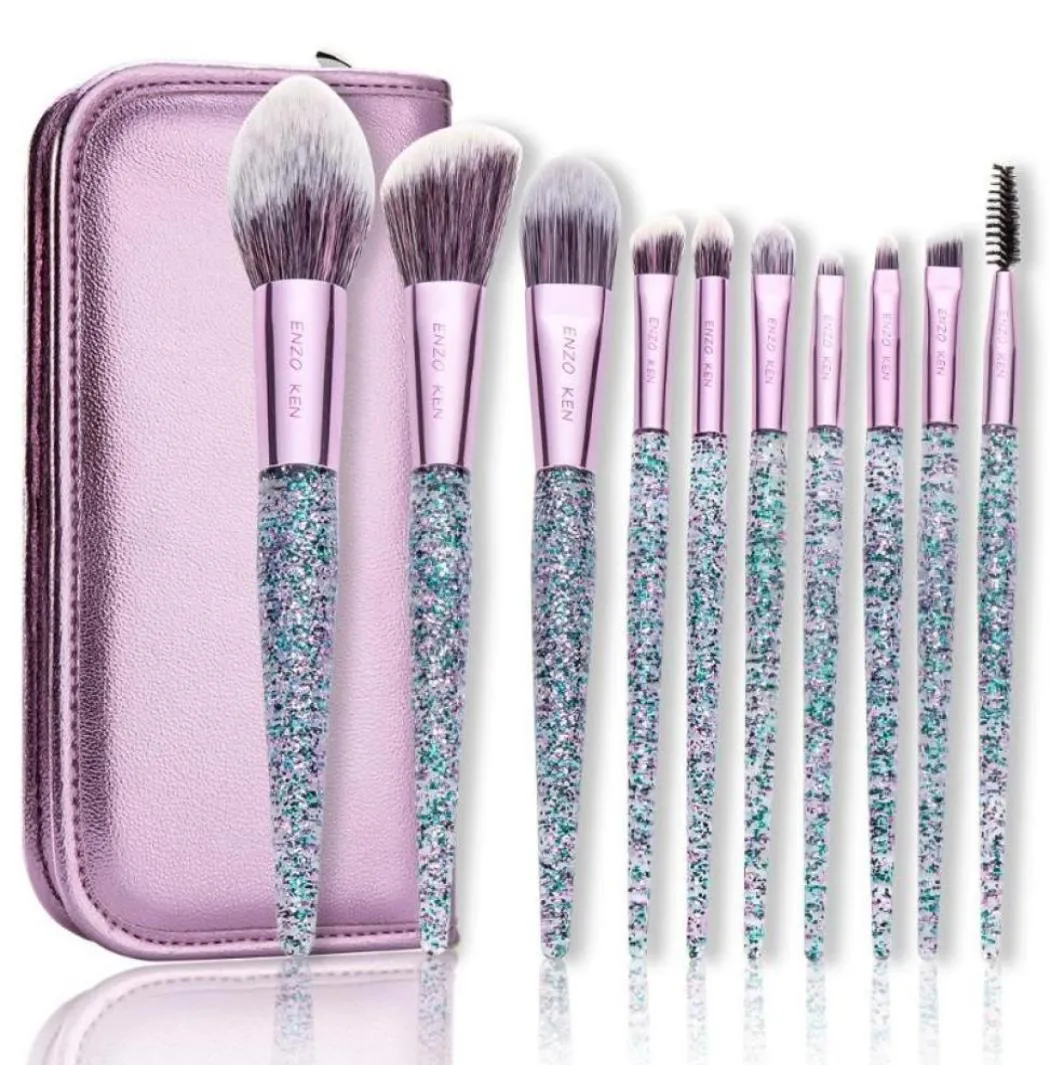 Makeup Brushes Purple Set Ken 10pcs Foundation Blush Brush Blandning Ögonskugga Make Up9663138