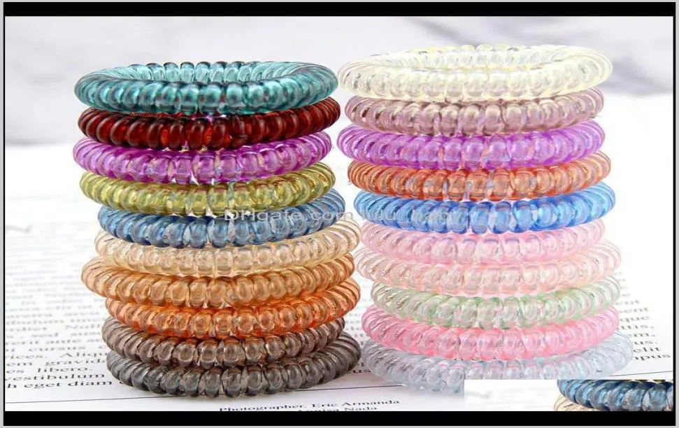 Candy Color Telephone Wire Cord Tie Girls Kids Elastic Band Ring Women Rope Bracelet Stretchy Scrunchy 7Jgiq Rubber Bands Hdb3K2731318