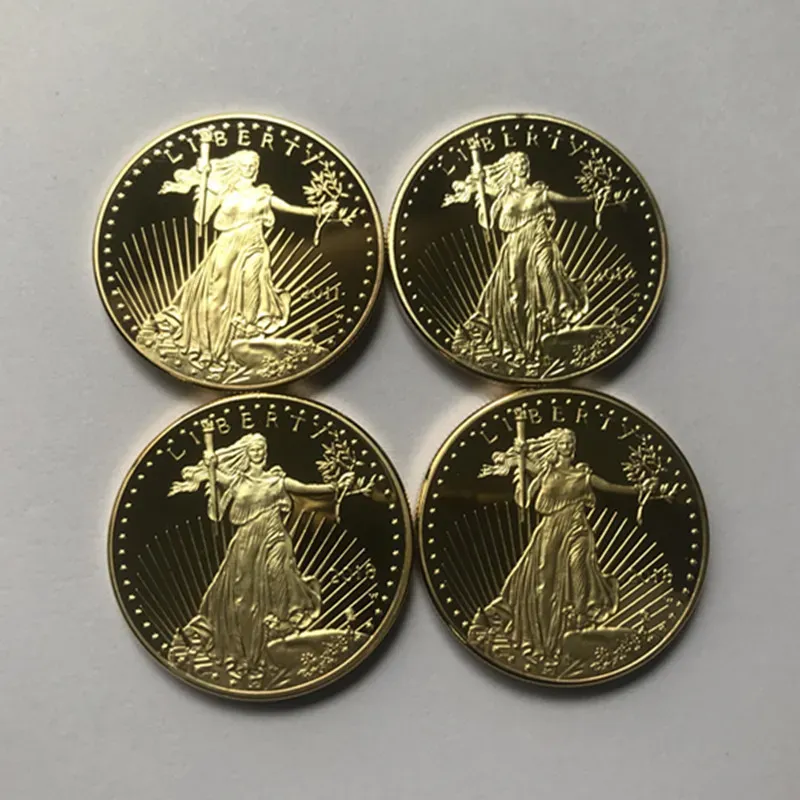 4 PCs Non -Magnet Freedom Eagle 2012 2012 Badge Gold plattiert 32 6 mm Amerikanische Statue -Drop -Akzeptanzmünzen