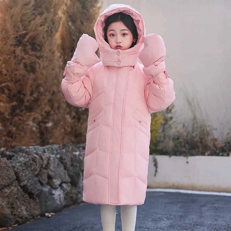 Kids Winter Down Coat: Warm Hooded Parka For Girls, Lightweight - Main Image