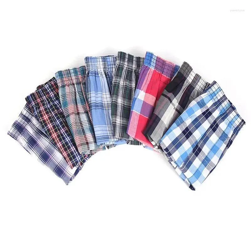 Underpants 6pcs/Lot Cotton Boxer Underwear Summer USE Colorful Plaid Man Short Shorts Shorts Sexy traspirato Plus M-3xl