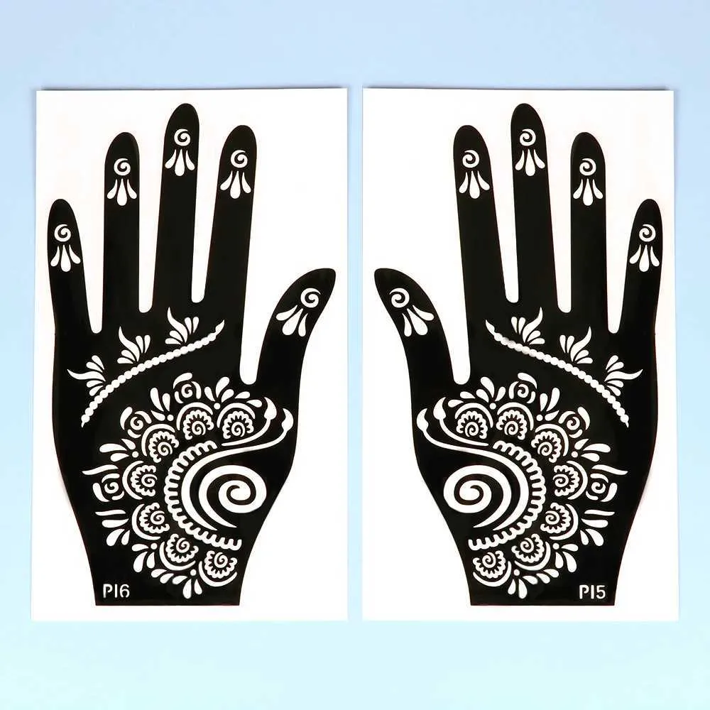 1 mlV tattoo -overdracht tijdelijke tattoo stencil hand henna diy body art sticker sjabloon bruiloft gereedschap professional india mode sticker bloemen stencil 240426