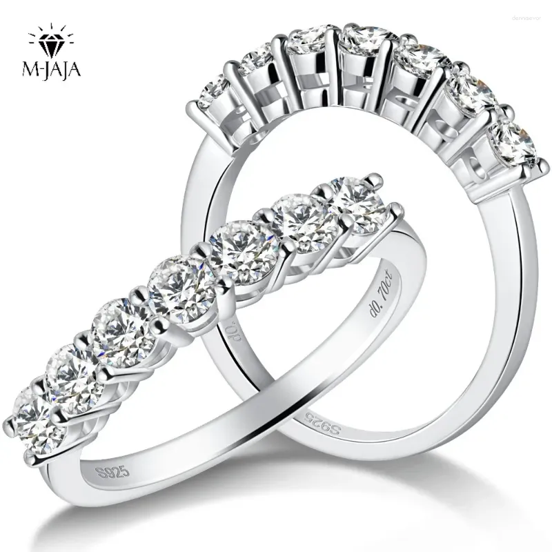 Anel de moissanita de anéis de cluster para mulheres meio eternidade aliança de casamento original 925 prata esterlina 0,7ct d color vvs1 laboration diamante jóias finas