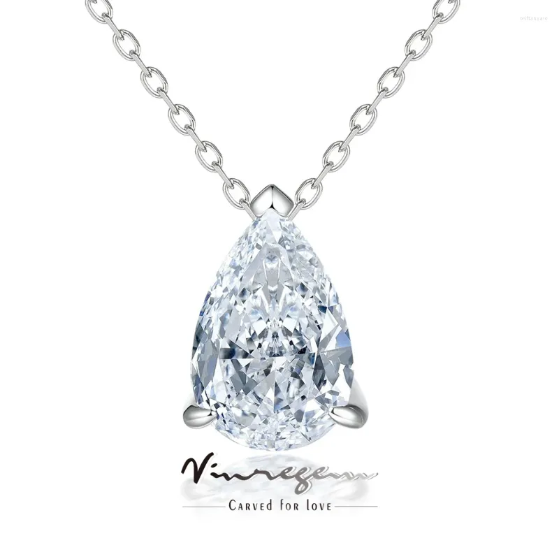 Anhänger Vinregem Pear Cut 4CT Labor Erzeugt Saphir -Edelsteine Feine Anhänger Halsketten für Frauen 925 Sterling Silberschmuck