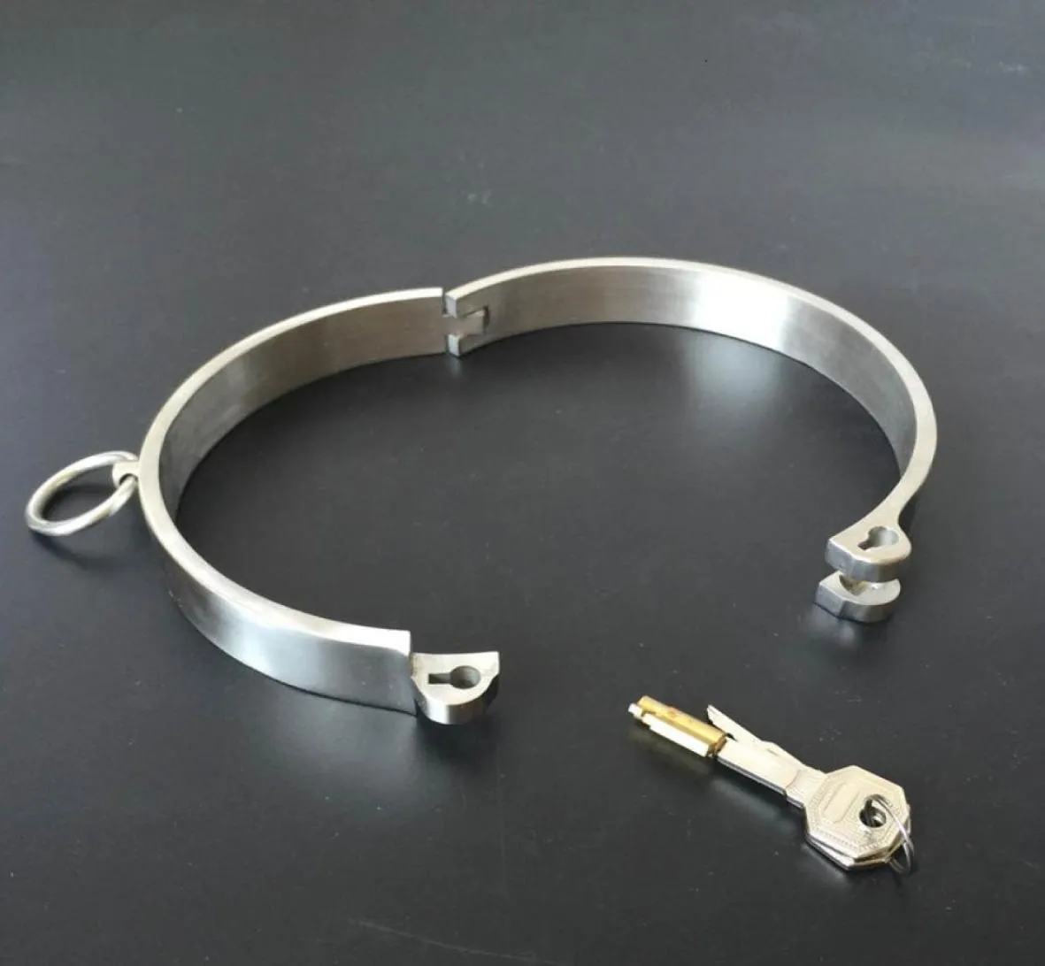 Solid 304 Stainless Steel Lockable Neck Collar Bdsm Bondage Restraints Choking Ring Slave Fetish SM Games Sex Toys For Women Man Y5894771