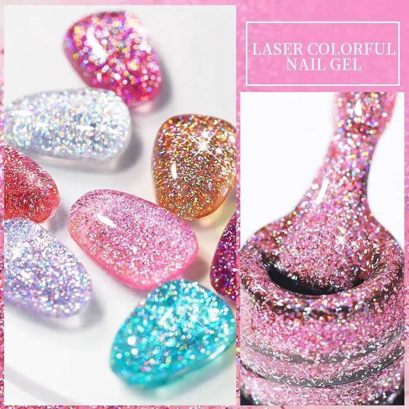 Nagellak lilycute 7 ml glitter gel nagellak semi permanente pailletten afwezigheid van UV -gel kleurrijk DIY nagel art pools vernissen y240425