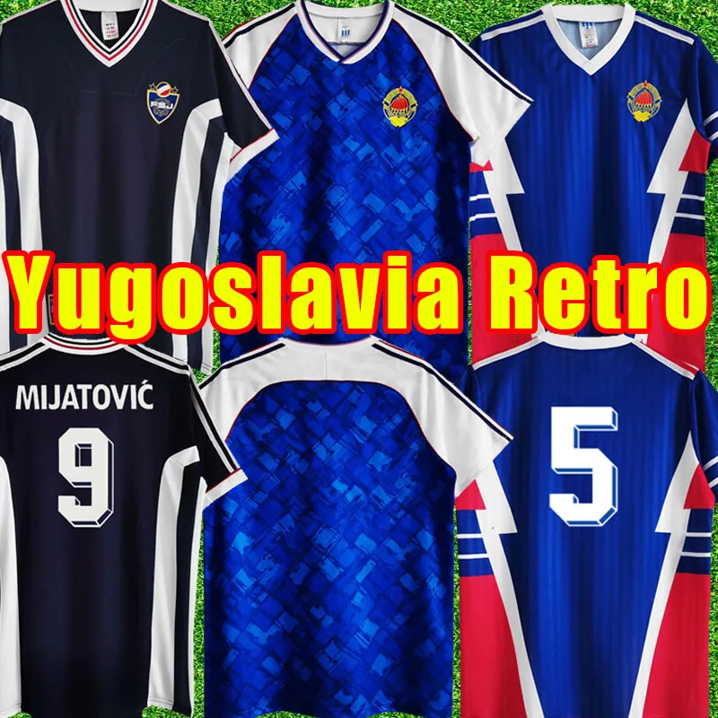 Yougoslavia Retro Soccer Jerseys 1992 1998 Jugoslavija Mijatovic Pancev Stankovic Jugovic Stojkovic Savicevic Classic Vintage Football Shirt 1990 Mihajlovic