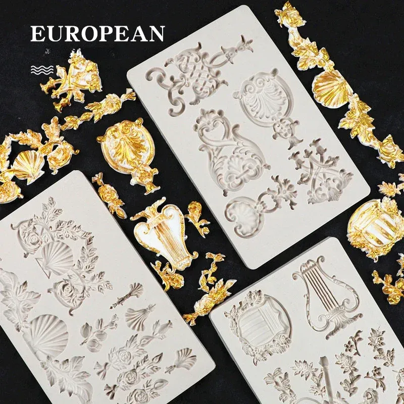 Moldes Miosie estilo europeu padrão retrô de bolo em relevo Silicone FONDANTENT LACE BOIDENTE DESERTA Bolo de cozimento Acessórios