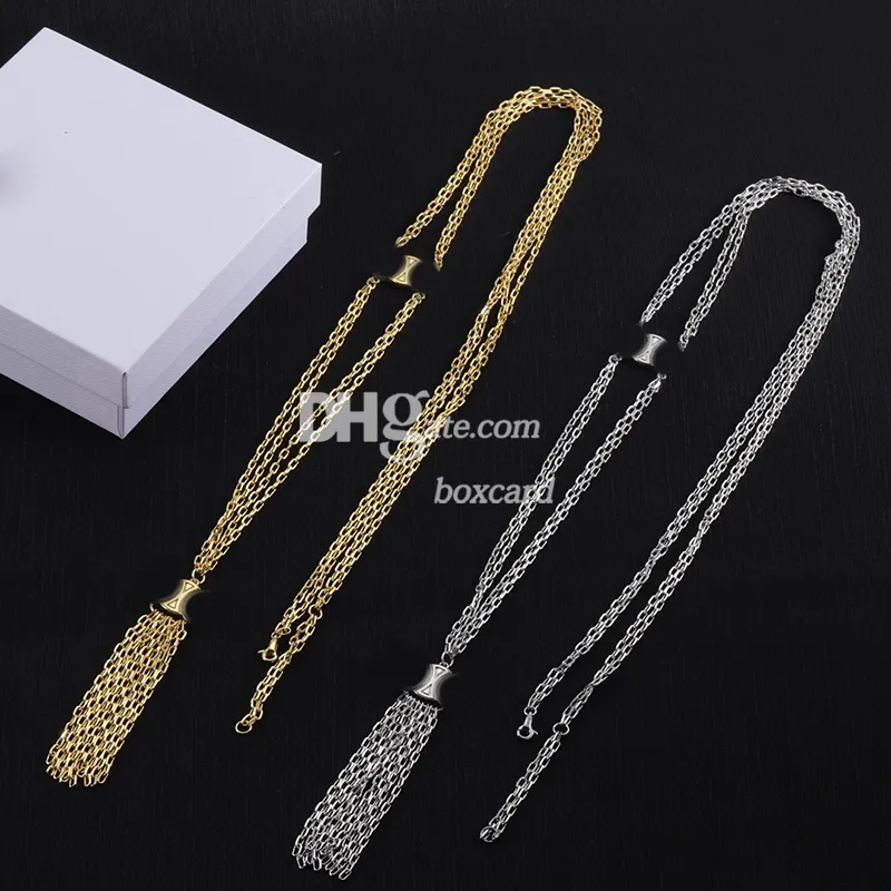 Luksusowy długi łańcuch Naszyjniki Designer Golden Tassel Naszyjniki Metalowe naszyjniki ze stali nierdzewnej