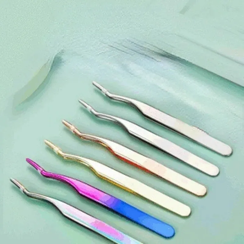 Professional Eyebrow Tweezers Stainless Steel Gold Lash Clamps Colorful Hair Removal Tweezers Metal Beauty Makeup Tools