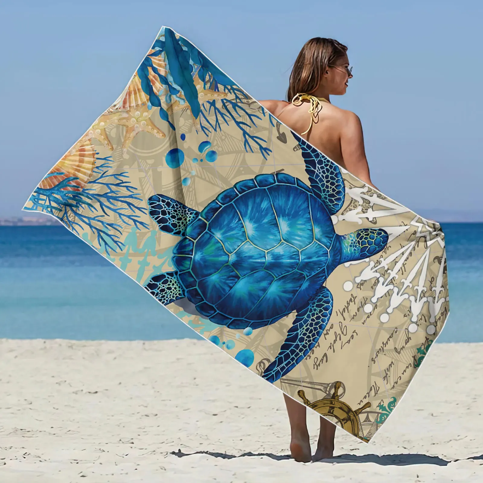 Água absorvente de secagem rápida toalha de praia Sun Shawl Yoga Toalha nada correndo com toalha de secagem rápida super leve e fino 240415