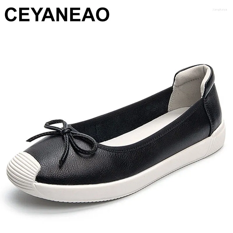 Casual Shoes Promotion Bowknot Cowhide Fashionable Women Flat Spring Soft Sole Wear Non-slip Comfortable Loafers