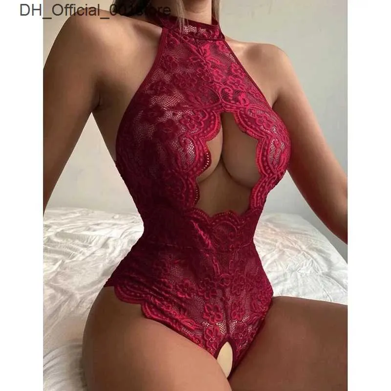 Seksowna zestaw erotyczna bieliznę dla kobiet pusta bla bra bez krocza bolesna sukienka Babydoll Sukienka gorąca koronkowa strój Costume G-String Sleepar Q240426