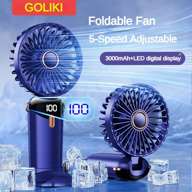 APARIDADES 3000mAH Handheld Mini Fan dobrável Pescoço portátil Fãs pendurado