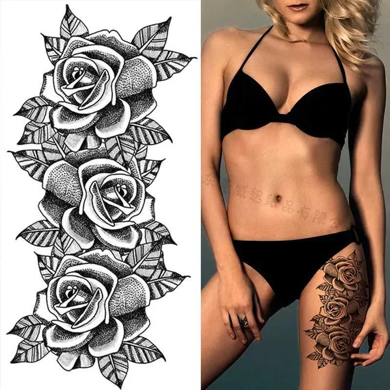 OA26 Tattoo Transfer Women Temporary Tattoos Sexy Tattoo Sticker Flower Tatoo Sticker Chest Arm Leg Waist Fake Tattoo 240426