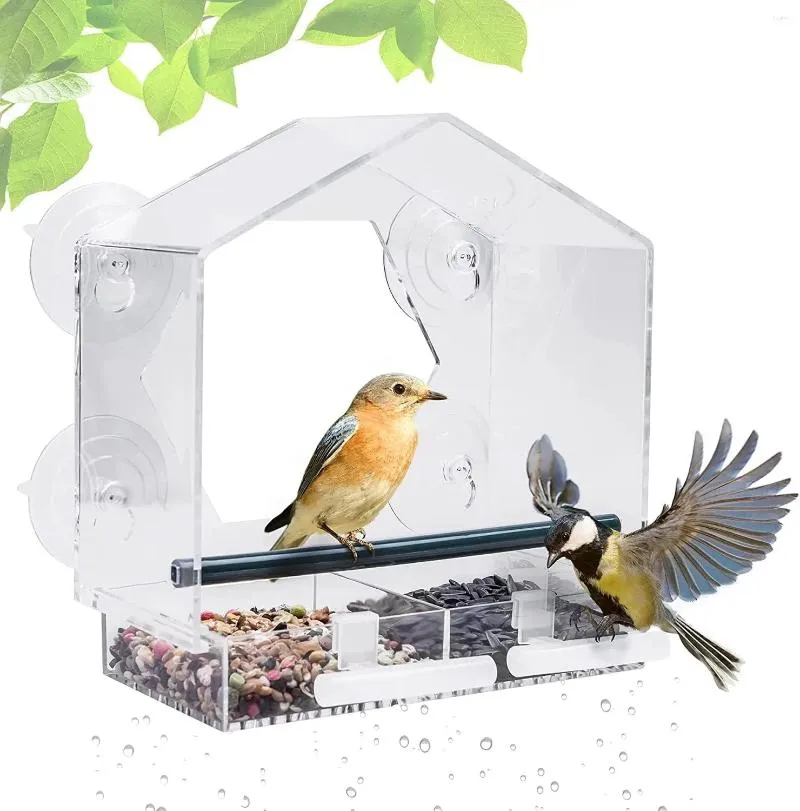 Diğer Kuş Malzemeleri Pencere Besleyici 4 Güçlü Emme Kupası ve 2 Ekstra Raf Çıkarılabilir Büyük Açık Ev