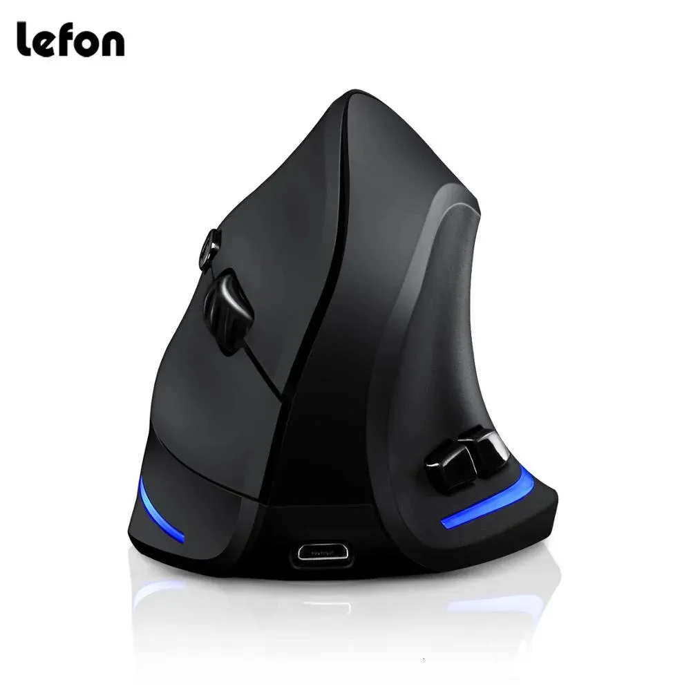 Lefon Wireless Vertical Mouse Ergonomic USB uppladdningsbara optiska möss 2400DPI För PC -spel Windows Mac Laptop PubG Lol 240419