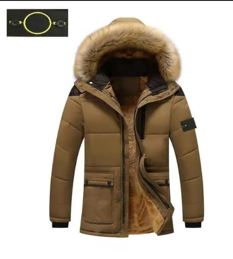 Stone Jacket Island Plus Size Casat Designer de marca masculina Desabofando o inverno espessando à prova de vento ao ar livre colar de pele grande cp jackets B22