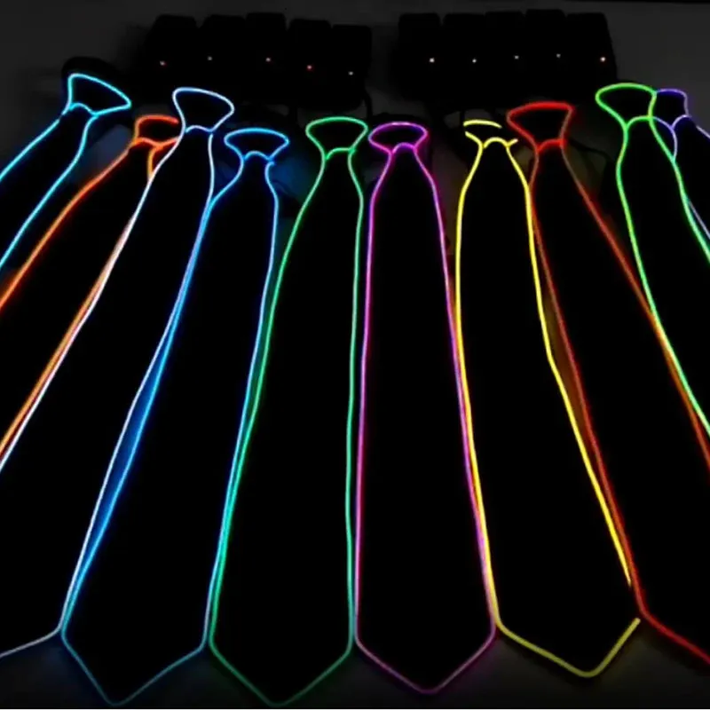 Men Glowing Tie LED Necktie Neon Luminous Party Night Haloween Christmas Neck Decor Light Up Decoration DJ Bar Club 240412