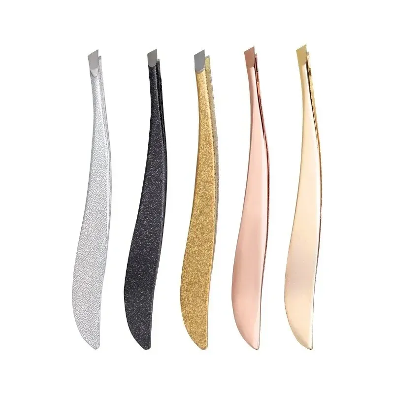 5 pezzi Pinzette sopracciglia professionale Pintiere in acciaio inossidabile ciglia oro morsetti colorati la depilazione colorate il trucco di bellezza in metallo