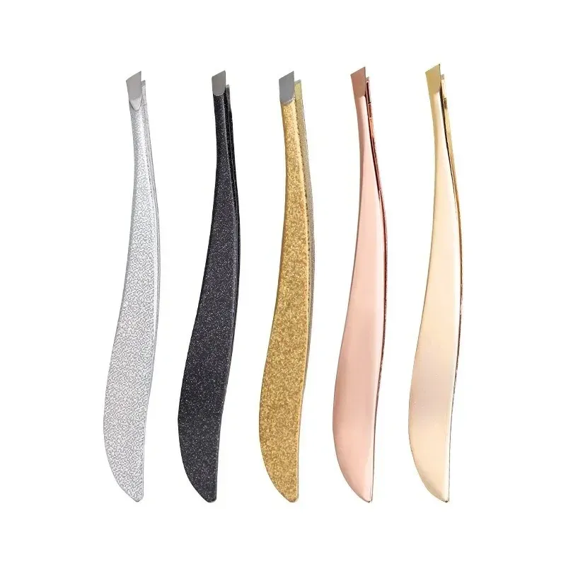 Professional Eyebrow Tweezers Stainless Steel Gold Lash Clamps Colorful Hair Removal Tweezers Metal Beauty Makeup Tools