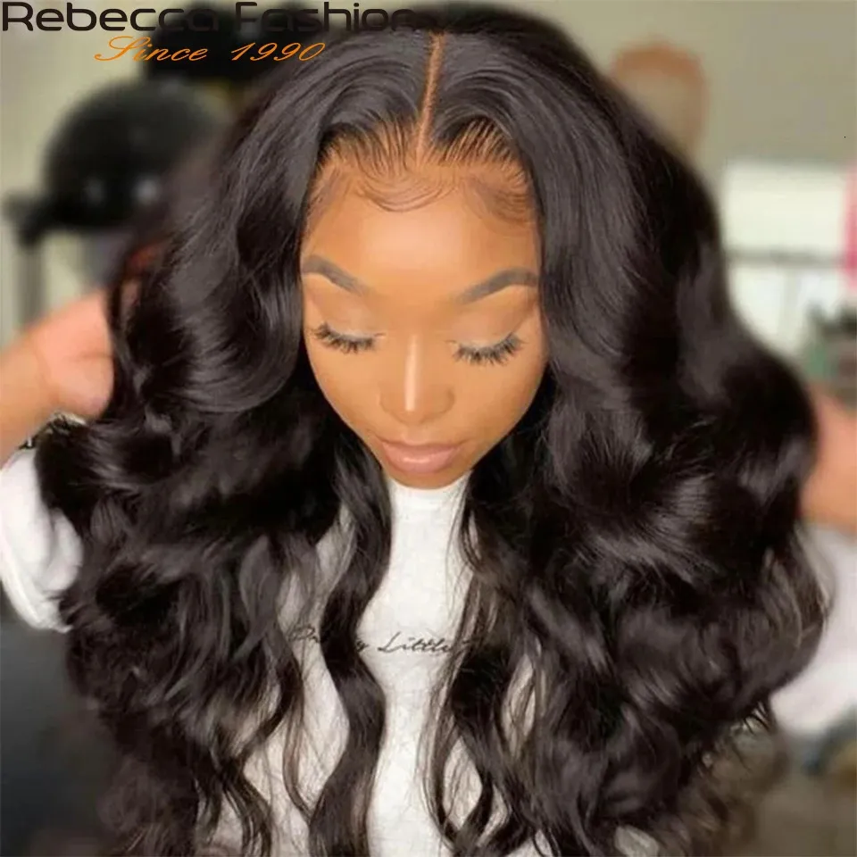 Rebecca Body Wave Lace Front Wigs 180D Transparent Lace Frontal Wig Human Hair Wigs T Part Lace Wig Brazilian Body Wave Lace Wig 240416