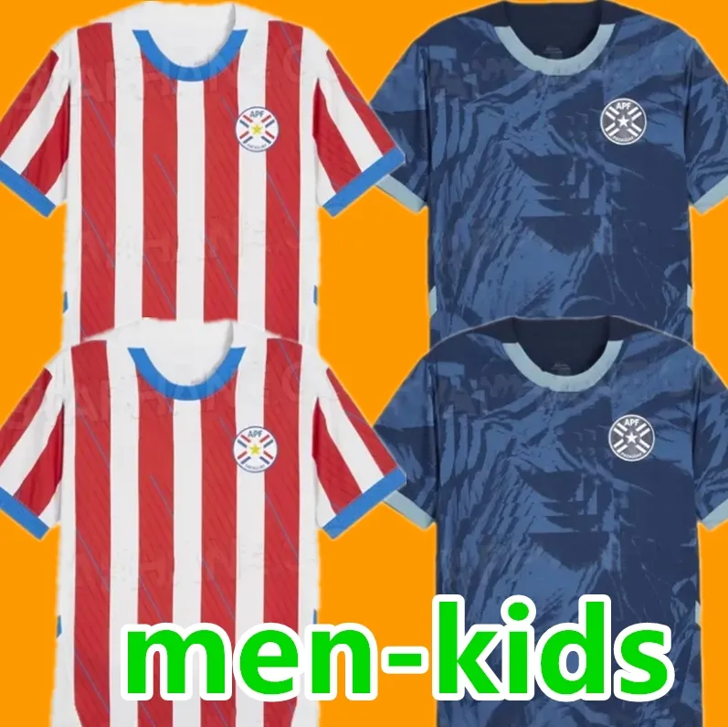 Paraguay 2024 2025 maglia calcistica Copa America Camisetas de futbol Home Rosso rosso A via blu scuro 24 25 uomini kit camicia da calcio per bambini kit a manicotto corto uniformi personalizzate S-4xl