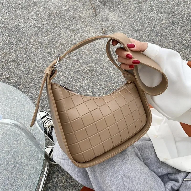 Sacs à bandoulières Grille Design Fashion Simple Femme Small 2024 Spring Trend Trend Quality Sacs Femme Luxury Pu Leather Crossbody Sac