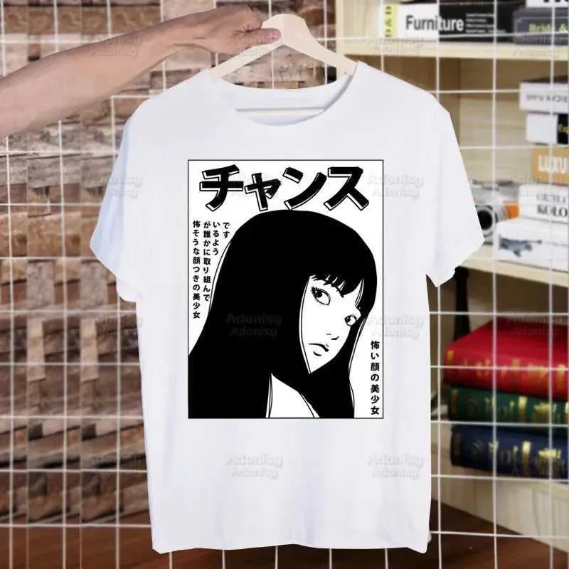 Herr t-shirts Junji Ito tomie shintaro kago skräck japan manga strtwear t shirt harajuku tshirts korta slve casual t-shirt toppar t240425