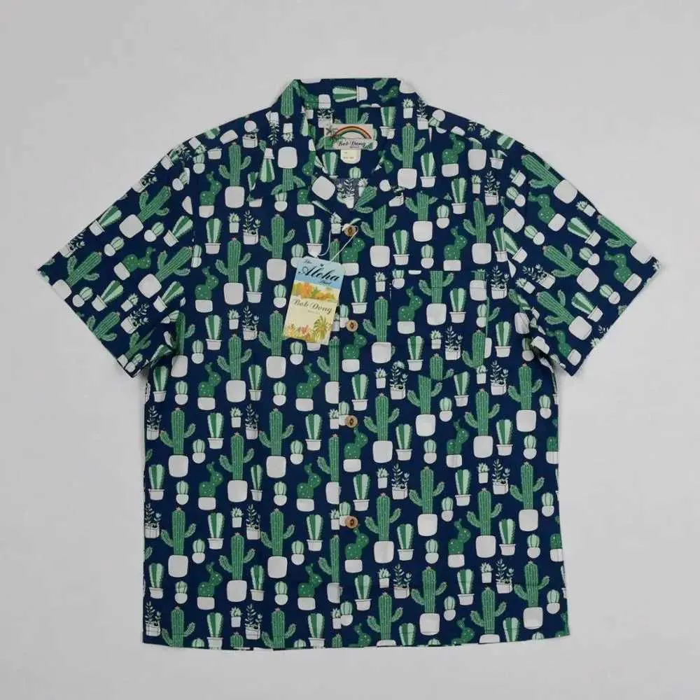 Casual shirts voor heren Bob Dong Cactus Camp Shirts Summer Aloha Hawaii korte mouw T -shirts unisex 240424