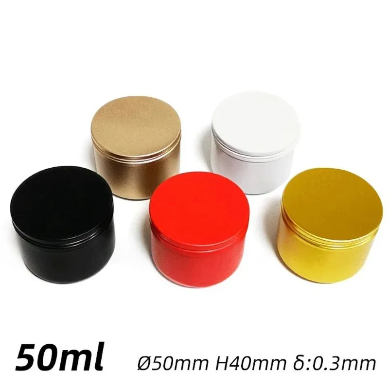 2024 1PCS 50ml Round Empty Aluminum Jar Tea Package Box Sundry Kitchen Seasoning Pot Gold Silver Black Containersfor Tea Package Box