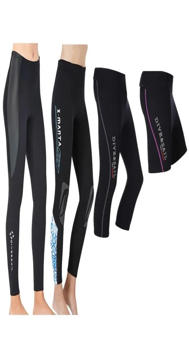 Onepiece serve calças de malha de malha de 3 mm Térmicas altas cintura longa calça de neoprene de mergulho de mergulho para homens Mulheres 2m de 15mm de 15mm Capris 4548141