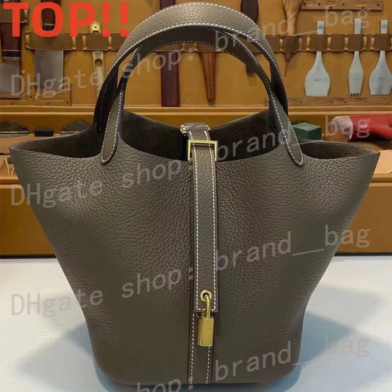 10a Top handgefertigte Bienenwachs -Linien -Designer -Taschen Ladies Handtaschen Klassische Mode Picotin große Kapazität Gemüse Korb Eimer Beutel Ledermarke Gold Schnalle FedEx Senden