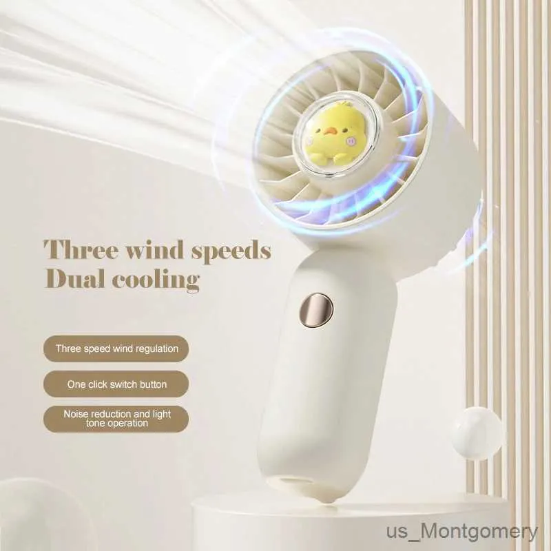 Electric Fans New Electric Mini Cute Fan USB Charging Quiet Desktop Portable Little Yellow Duck Fan Strong Wind 3 Speeds Adjustable School