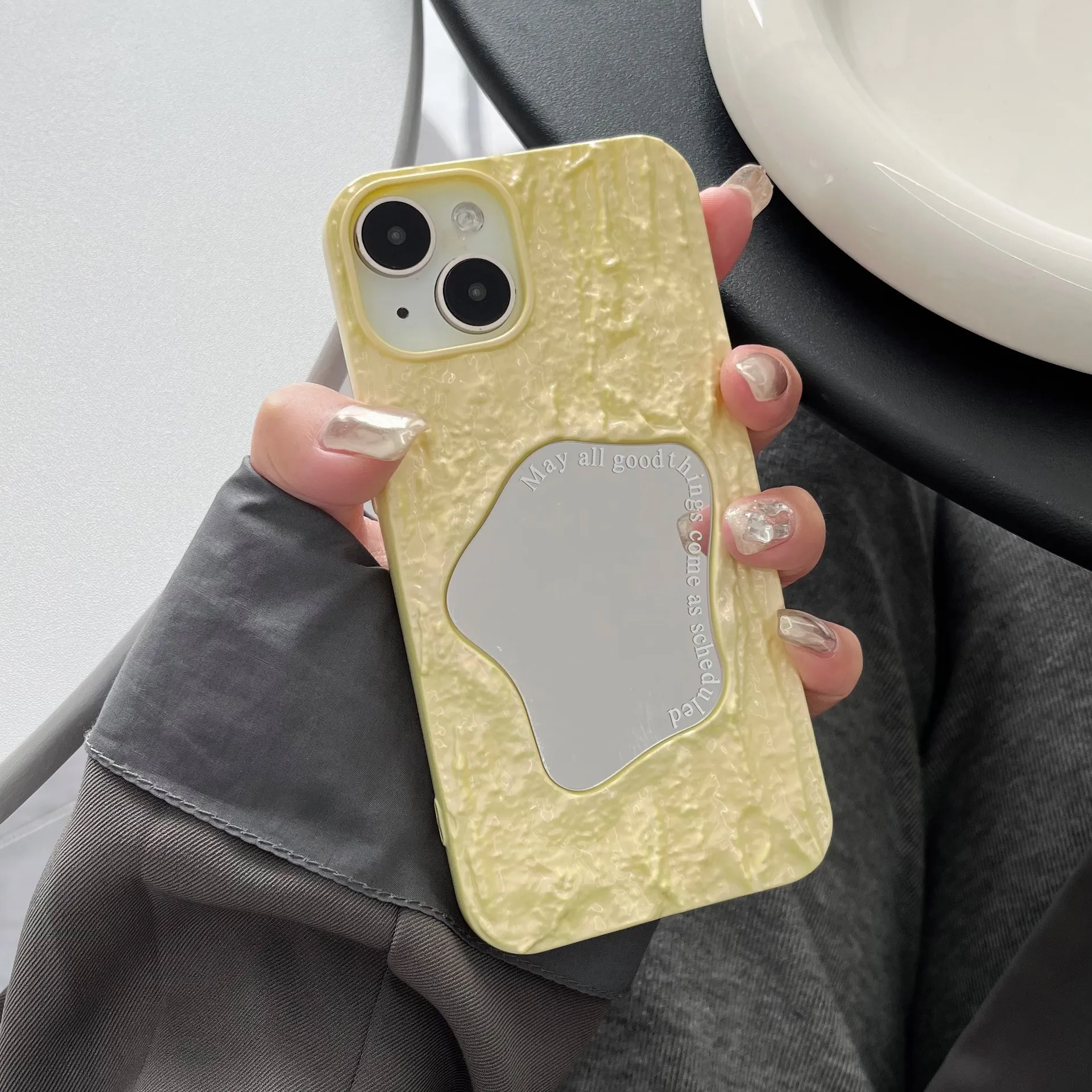 Electroplated bark pattern phone case colorful mirror phone case hot market in Japan and South Korea