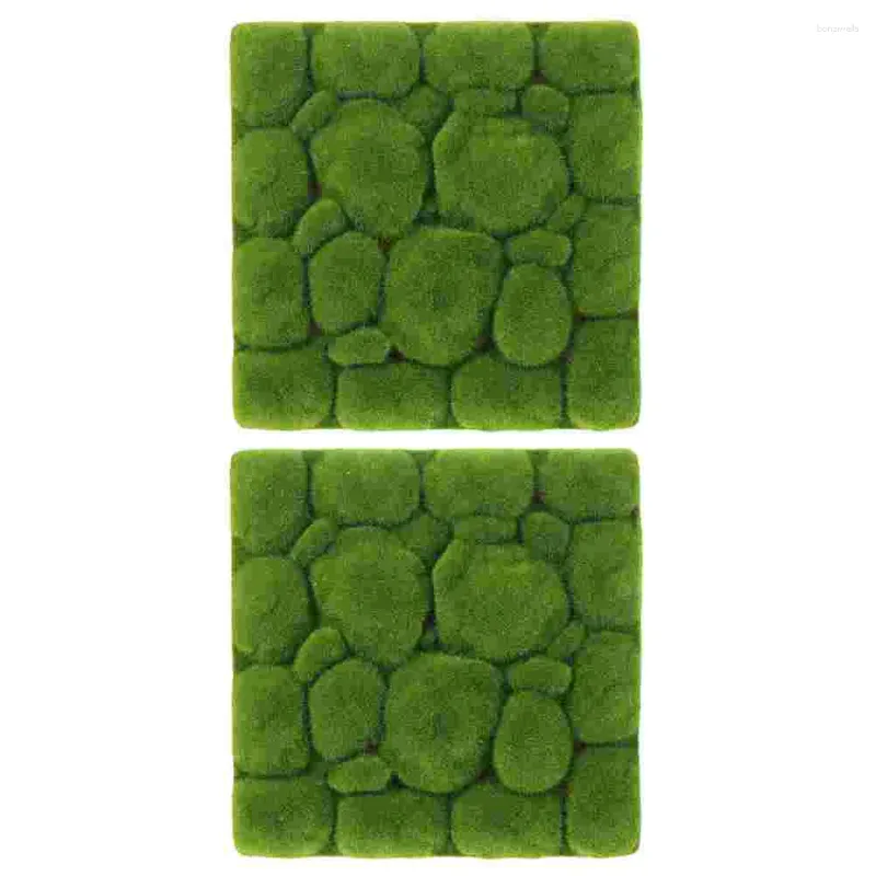 Dekorative Blumen 2 PCs Teppich Simuliertes Moosdekoration gefälschte Padwand Panel Künstliche Mikrolandschaft für die Landschaftsbauszene