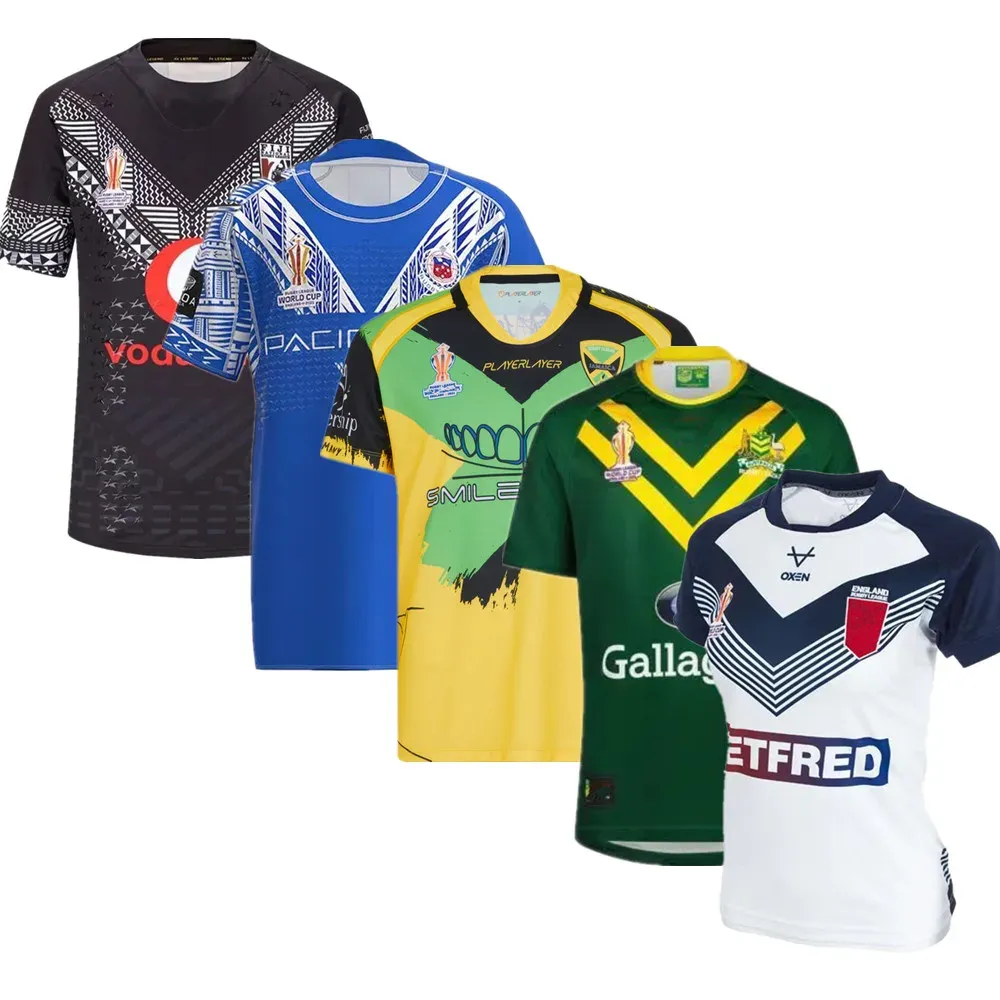 Rugby New 2023 Australië Fiji Samoa Rugby Jersey Jamaica RLWC T -shirt 2022 Rugby shirt aangepaste naam en nummer