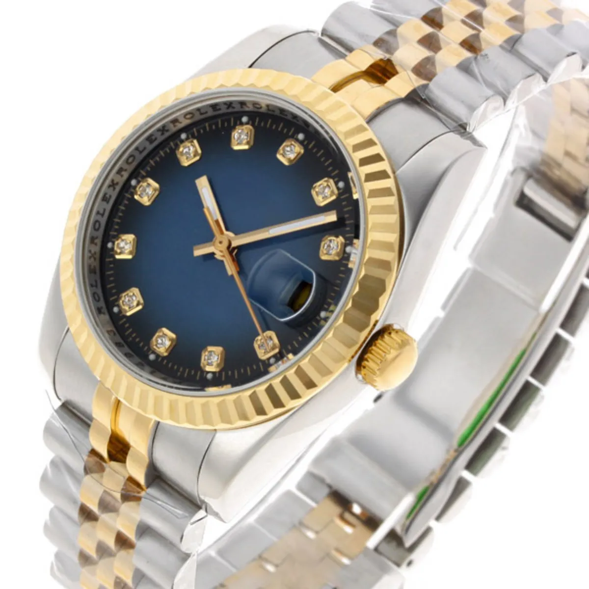 Designer Luxury Watch Man Diamond Watch Orologio di alta qualità orologio Gold Luxury Automatic Two Tone Diamond Marking con orologio Designer orologio clone con quadrante dorato 36mm
