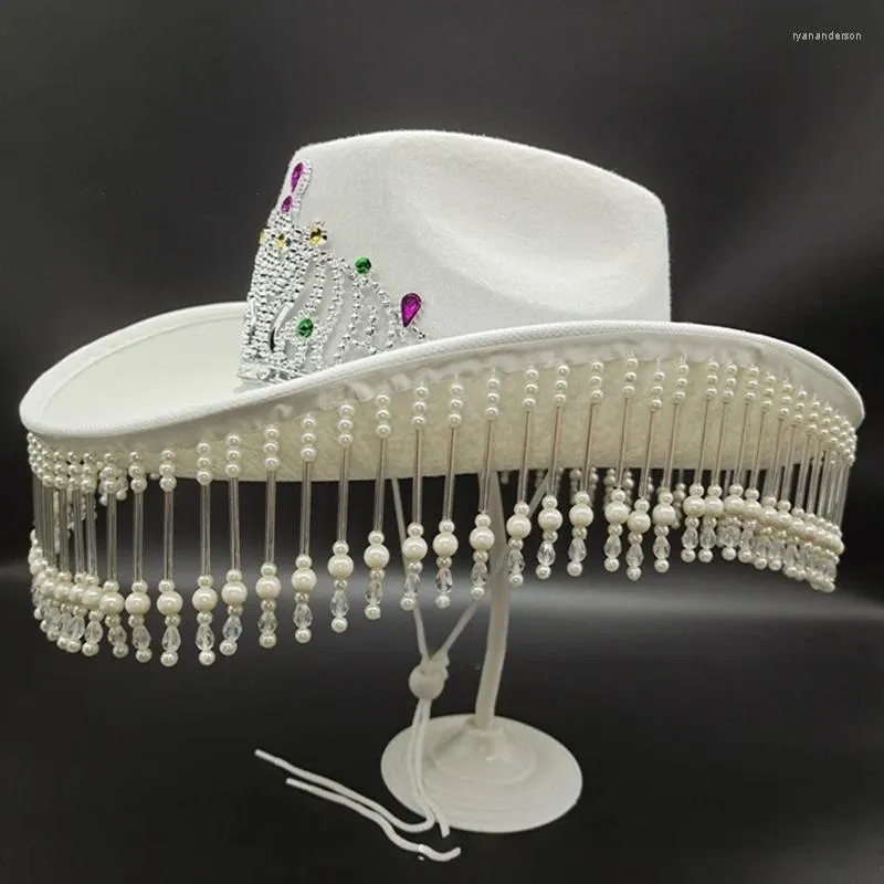 Bérets Rignestones Bride Hat Western Cowboy Cap Halloween Costume y1ua