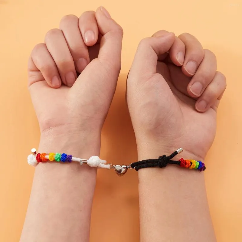 Bracelets de charme shuangshuo bracelet magnétique de mode unique couple de corde tressée romantique pour amant mano