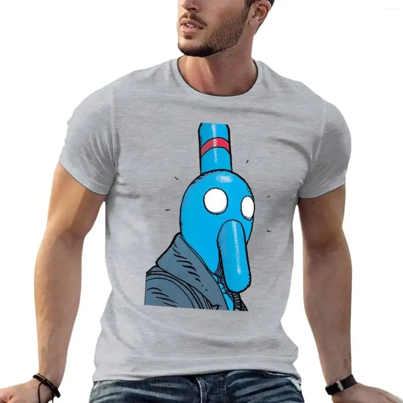 Tobs de débardeur masculine Moebius Enena Le monde du masque humain Blue Long Nose Logo T-shirt Anime Fan de sport Plain Black T-shirts Hommes