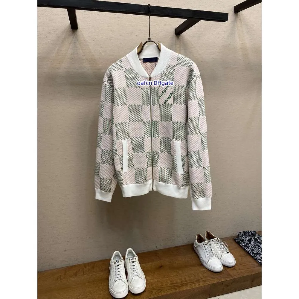 Men's plus size hooded sweatshirt jacket oversized men's jacket set hooded casual fashion green striped printed twill checkerboard work jacket 5350