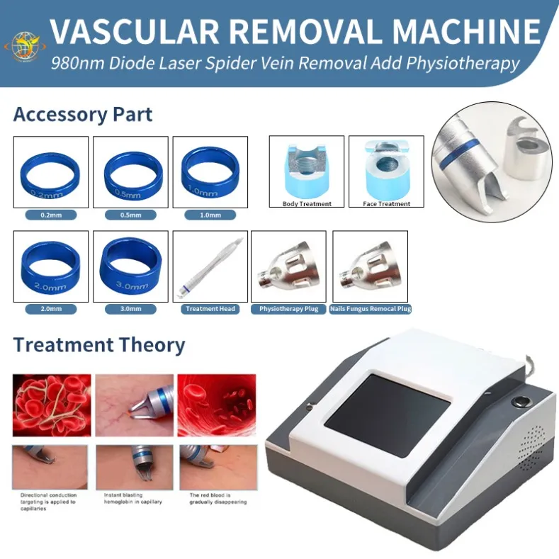 Lasermaskin 980nm fysioterapimaskin diod laser vaskulär ven borttagning spindel vener hudföryngring naglar svampbehandling