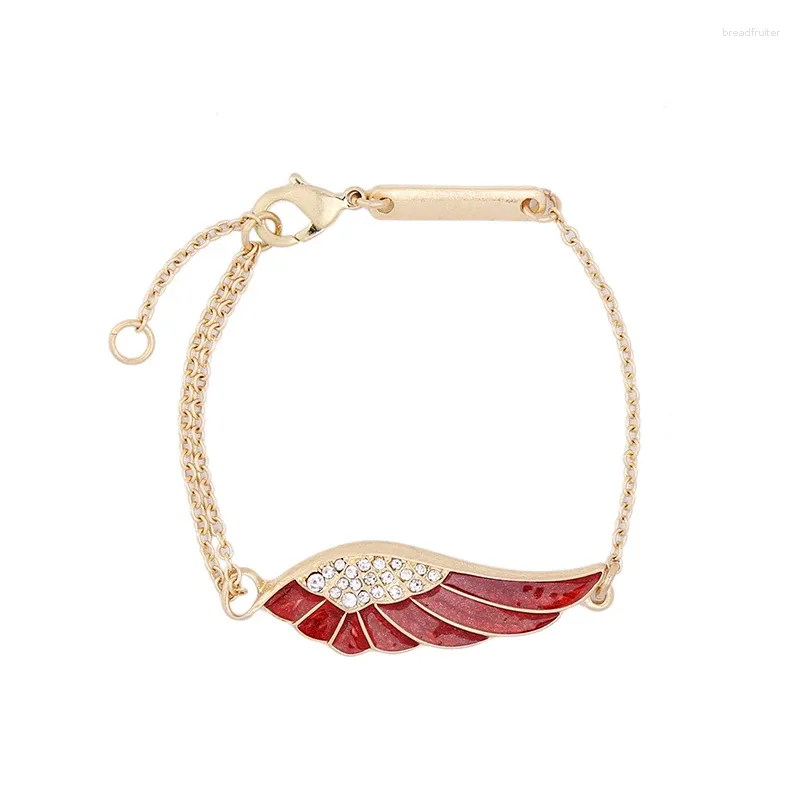 Bracelets de charme bracelet à ailes en émail rouge simple pour les femmes INCLAPE INCIPE GOLA COULEUR LIEN LIEN BIELLIR de marque