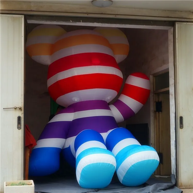 6mh (20 piedi) con gigantesco palloncino gigante orso colorato con mascotte gonfiabili a LED per la decorazione dell'evento del palcoscenico di Natale