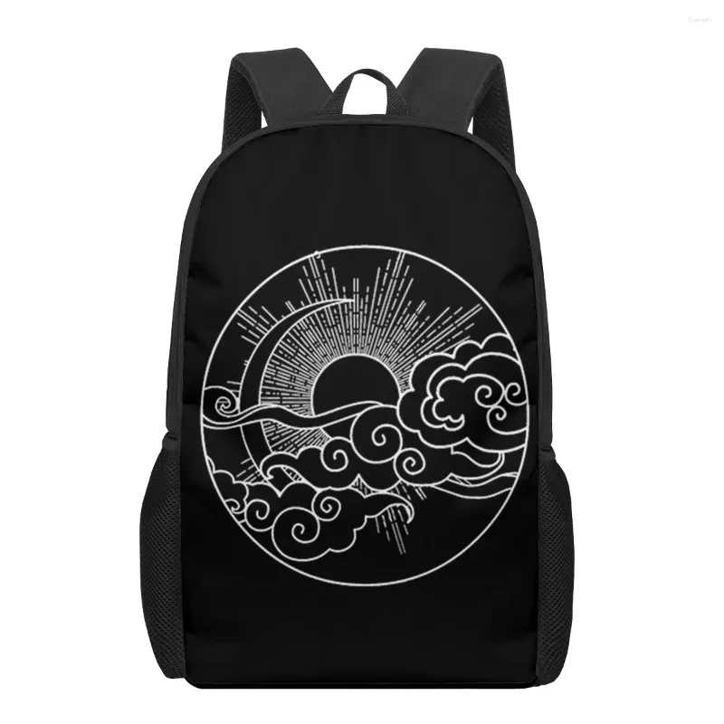 School Bags Artistic Black White Illustration 3D Pattern Bag For Children Girls Boys Casual Book Kids Backpack