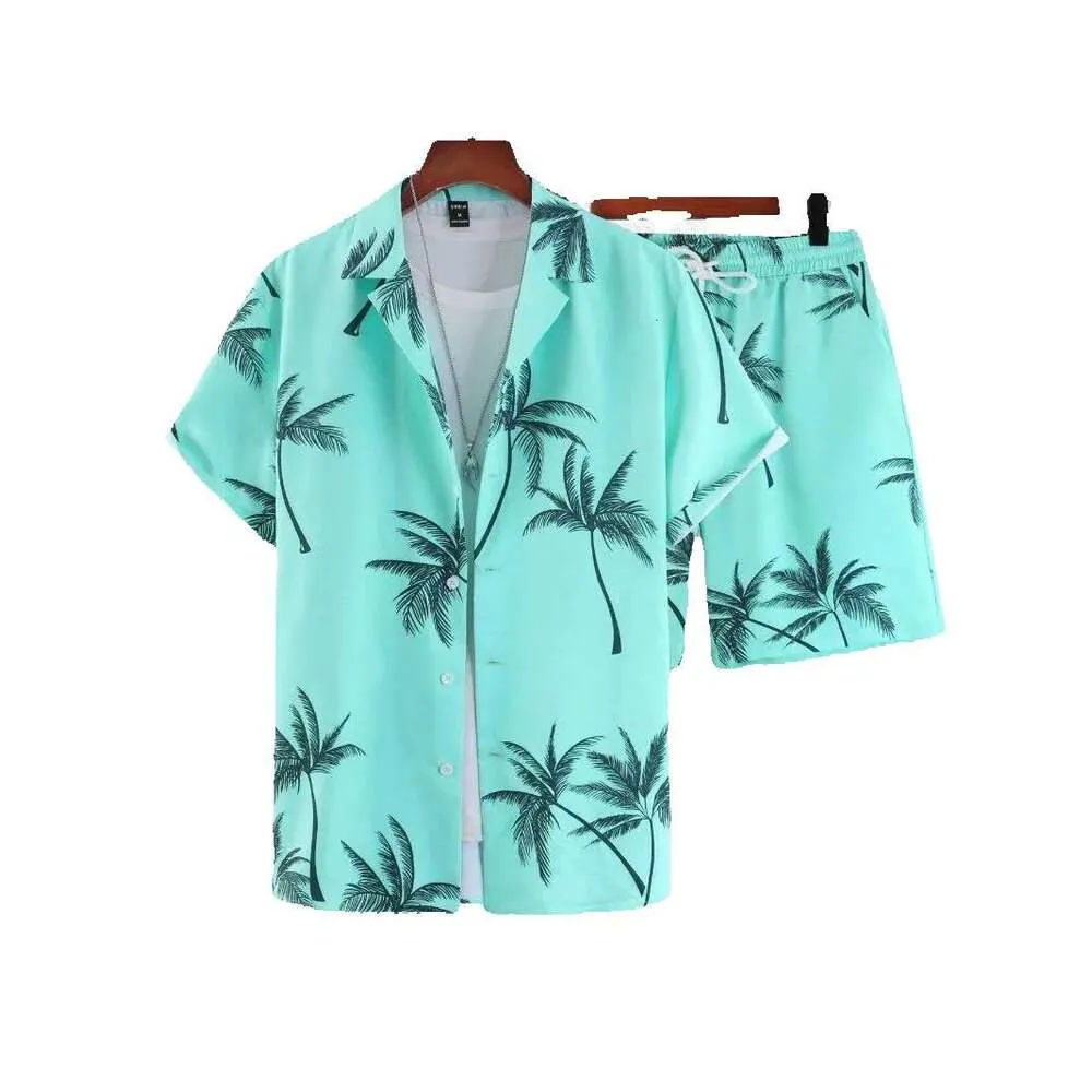 Set Di Camicia A Manica Corta Da Uomo Da Uomo Stampa Di Palme